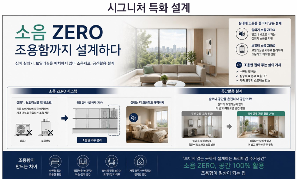 실외기와 보일러실 분리, 당사 설계를 설명하는 비테라 시그니처 소음 제로 특화설계
